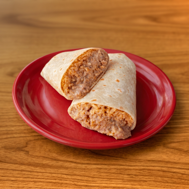 Rice & Beans Burrito or Bean & Cheese Burrito.